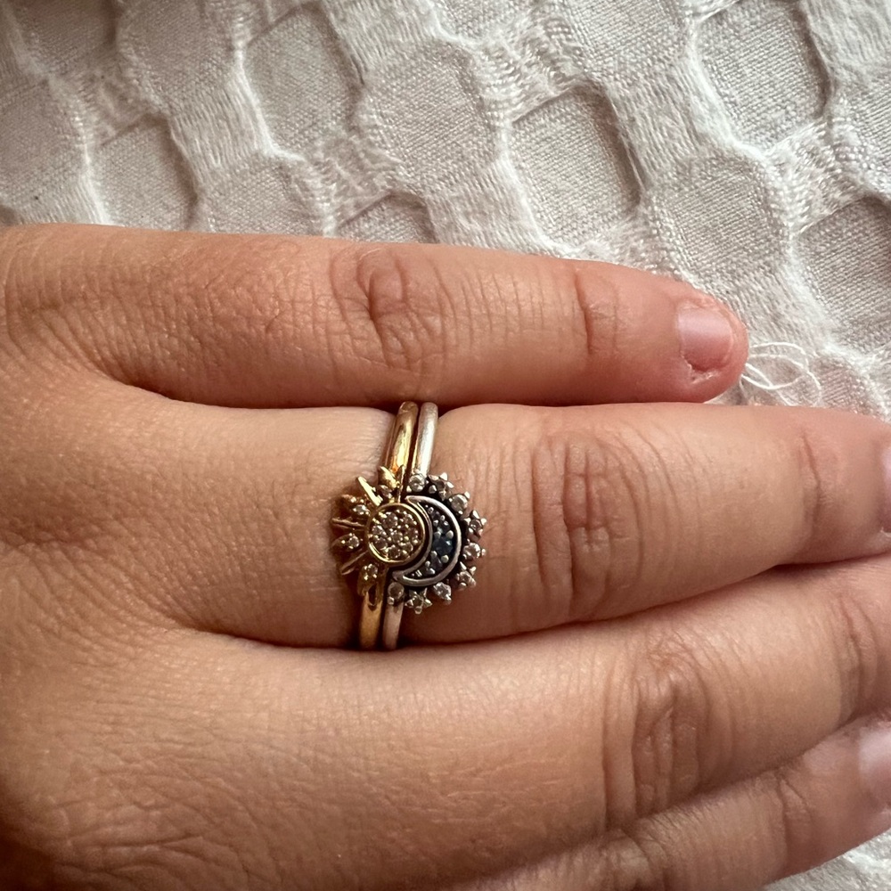 Gold and Silver Sun and Moon Ring